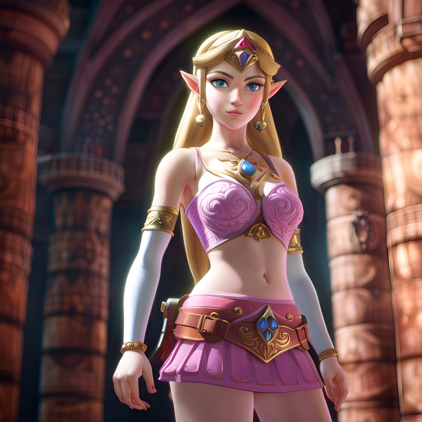 Hyperrealistic Princess Zelda Portrait in Pink