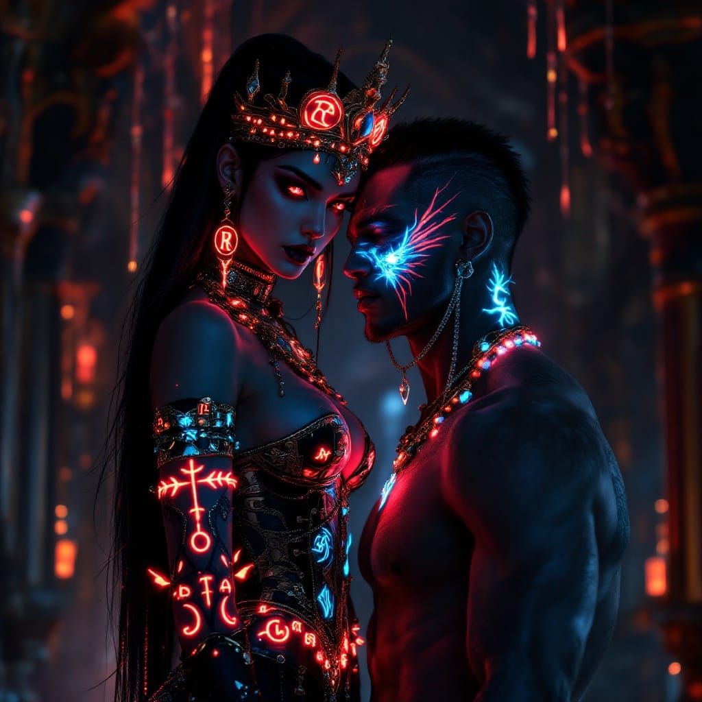 Ethereal Vampire Queen in Majestic Egyptian Attire with Biol...