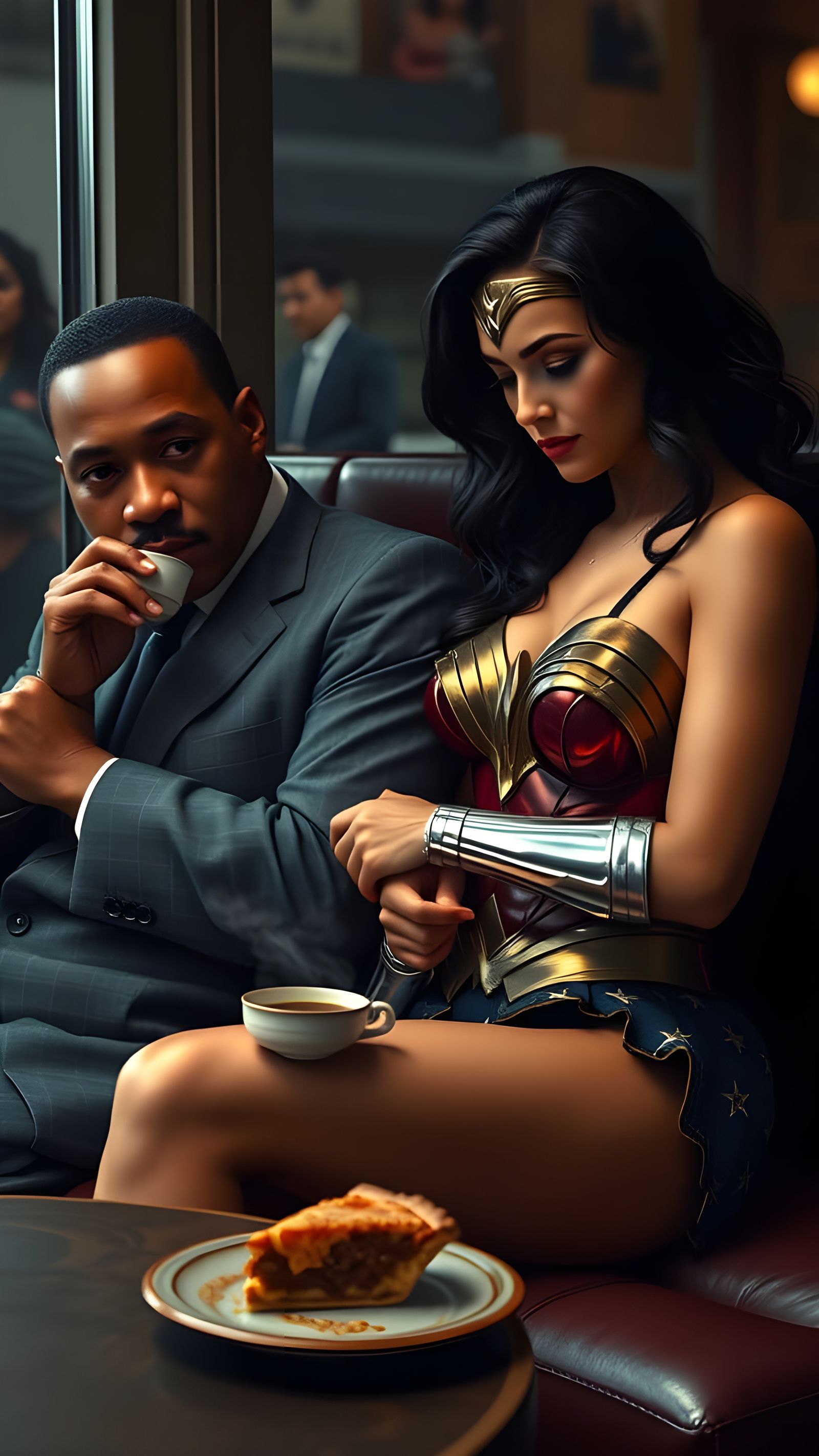 Wonder Woman and Martin Luther King in a Coffee Shop