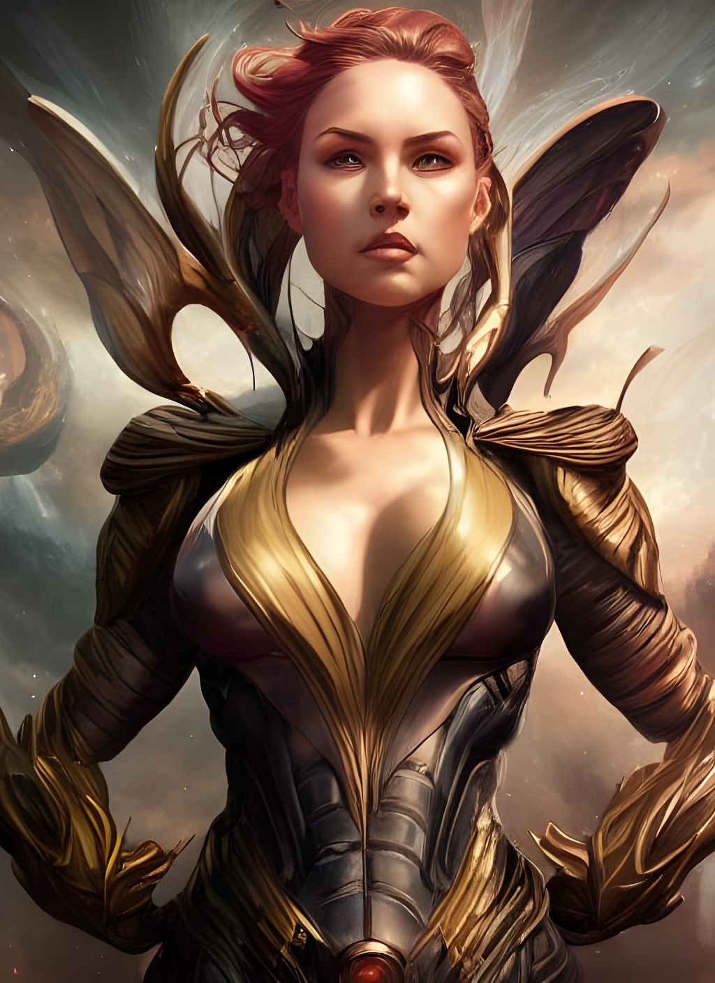 Wasp Superhero Portrait in Detailed Matte Painting Style