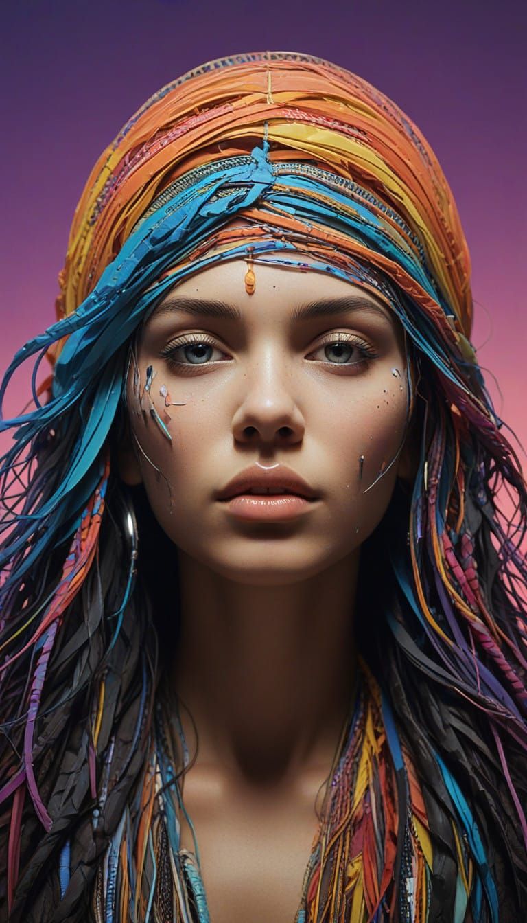 Futuristic Glitch Art with Inner Strength and Resilience