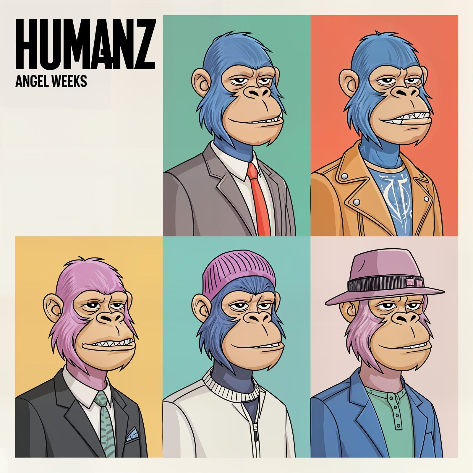 Gorillaz-Inspired Vinyl Sleeve with Edgy Gorilla Portraits