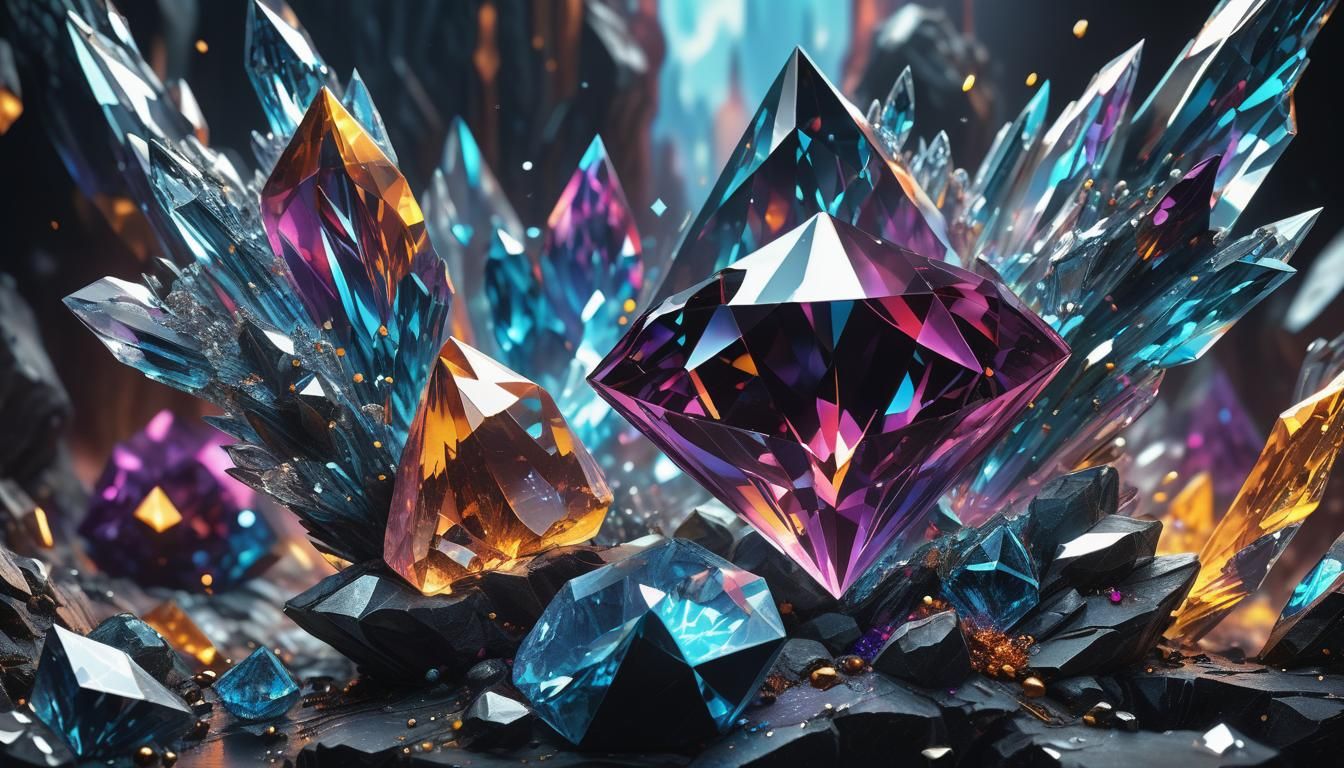 Vibrant Quantum Equilibrium Diamond Crystal, Detailed Matte ...