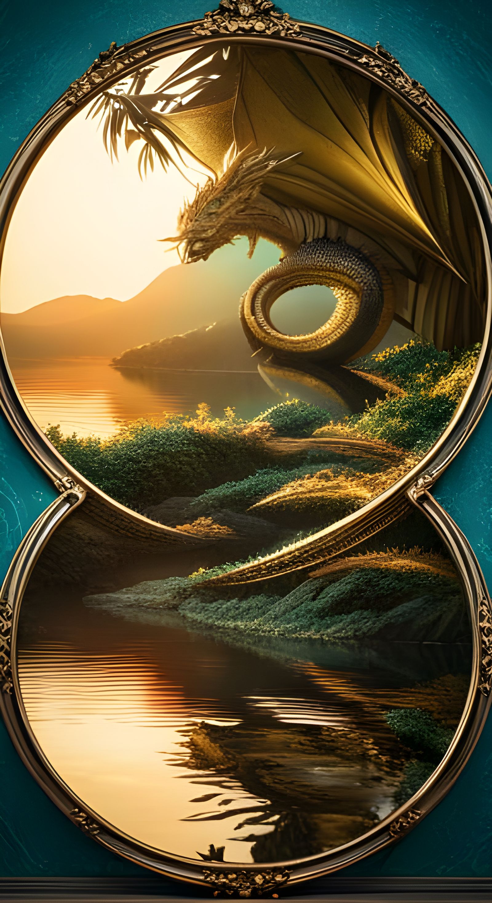 Ethereal Dragon Reflection in Infinite Mirrors