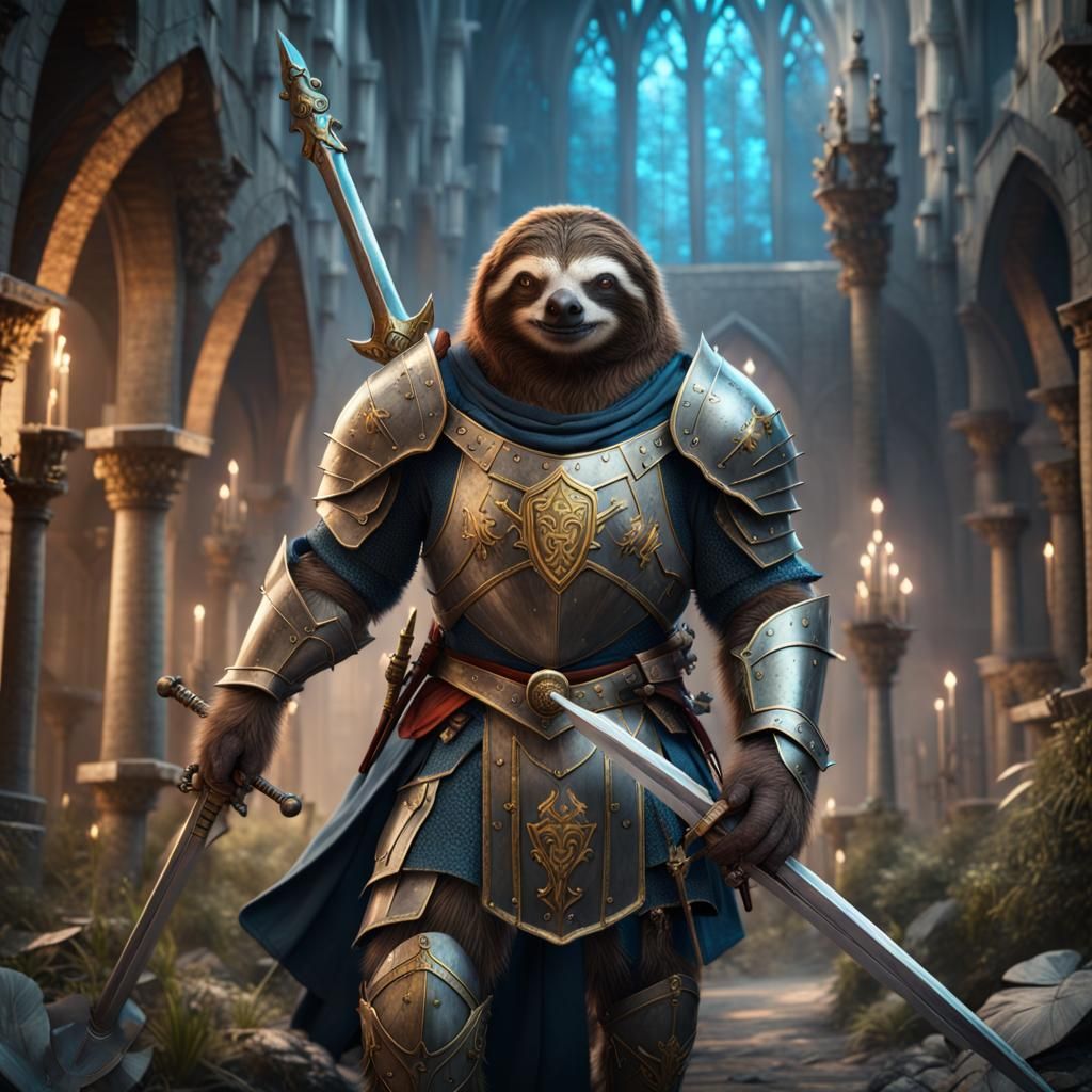Medieval Sloth Knight in Shining Armor