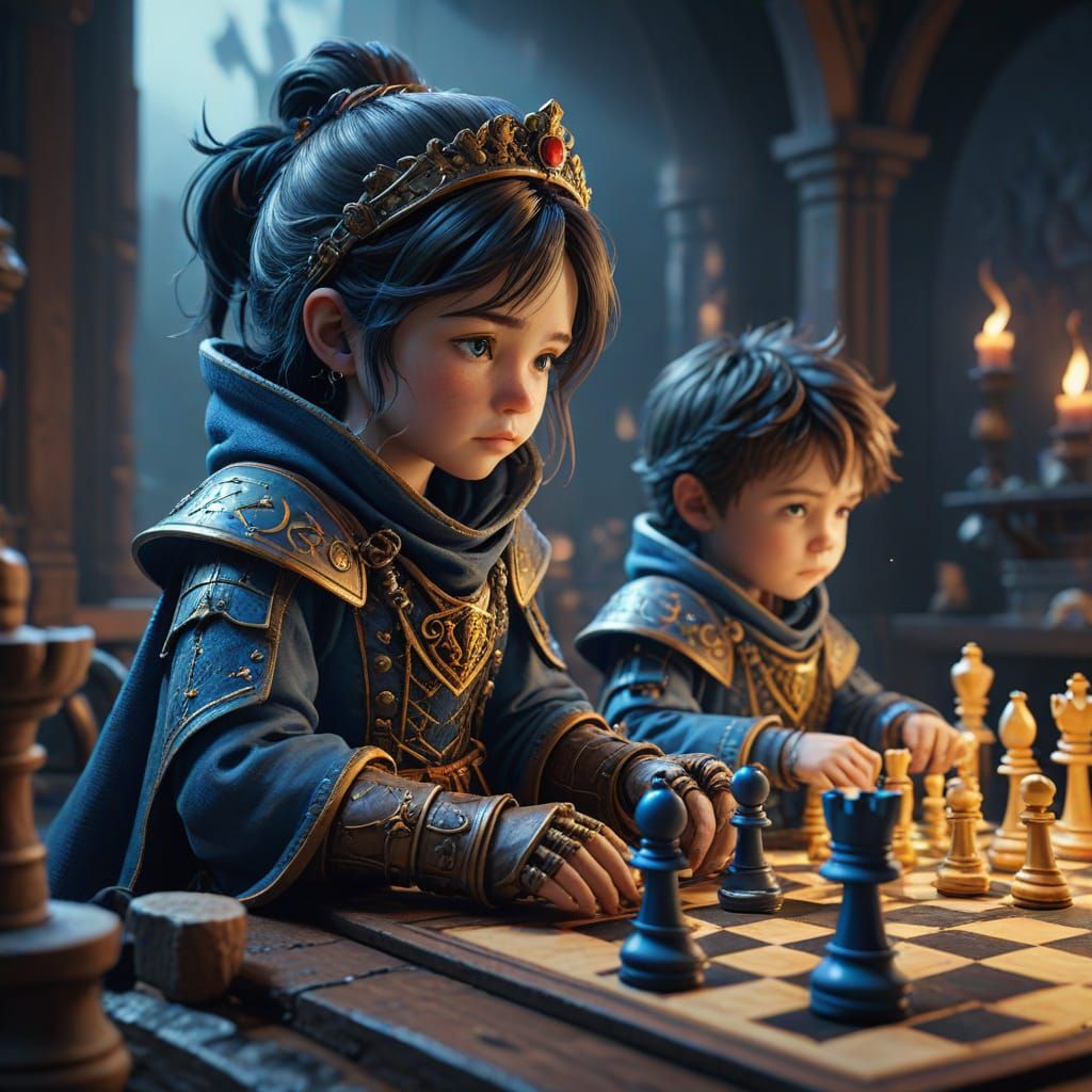 Medieval Chess Piece Children in Fantasy World