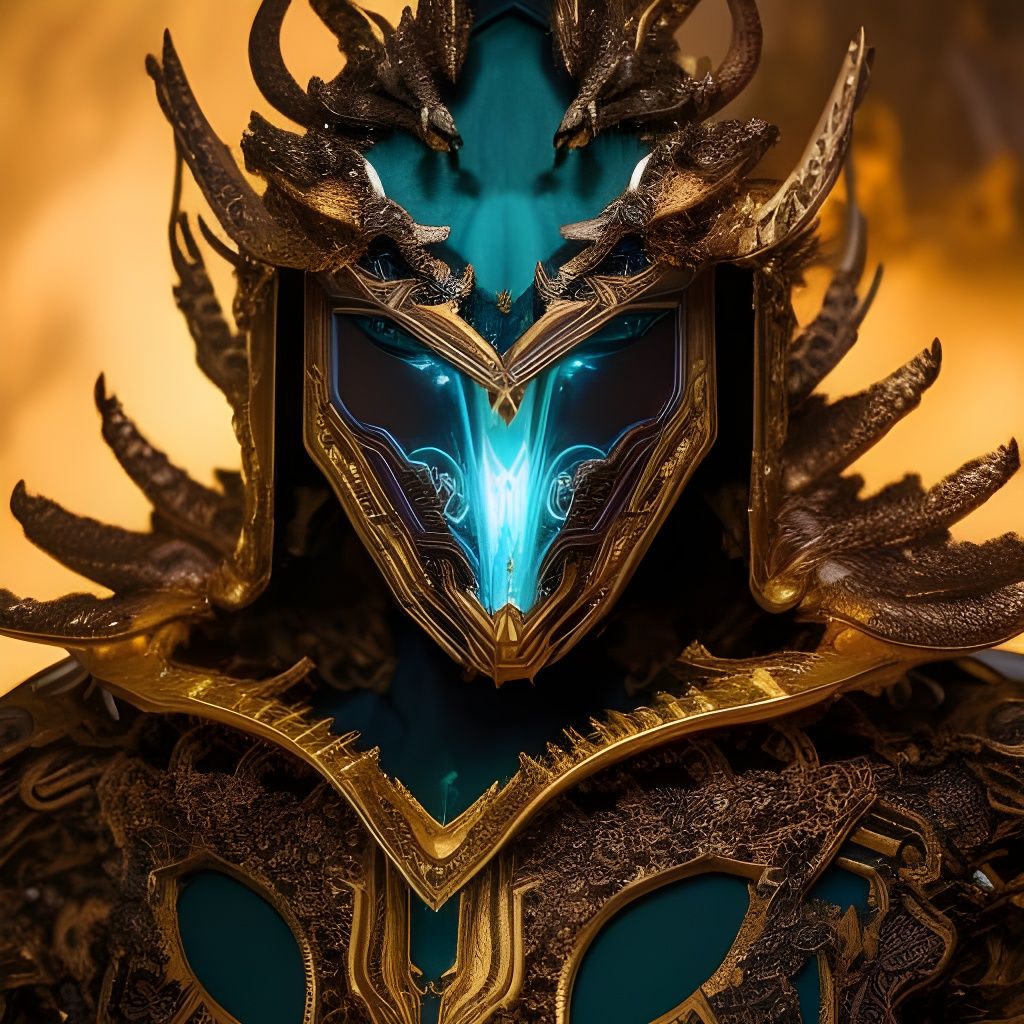 Spectral Dragon Orc in Ethereal Armor on Ukiyoe Street