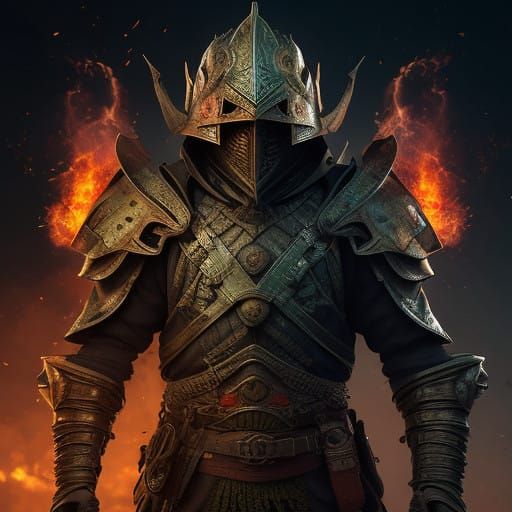 Medieval Knight in a Postapocalyptic Battlefield