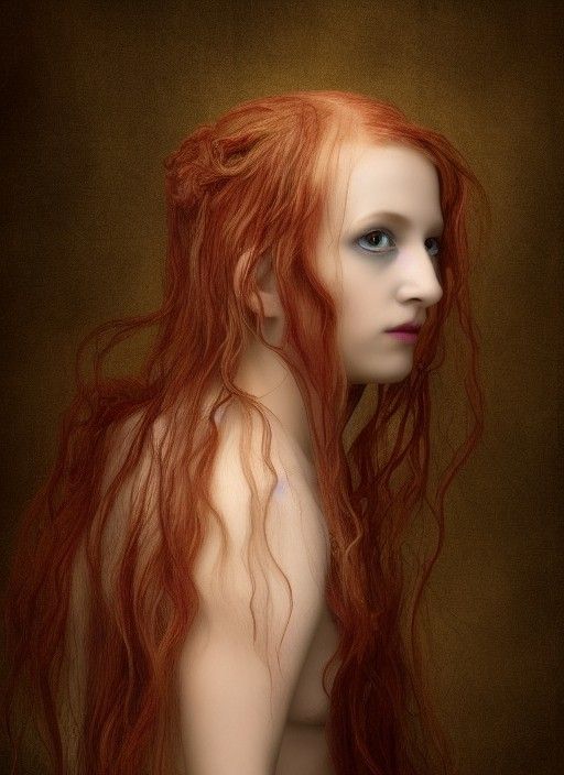 renaissance beautiful ghost mermaid rainbow hair woman renaissance painting gothic art 8K resolution