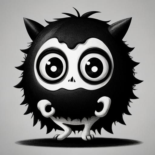 Cute Cartoon Monster in Tim Burton Style