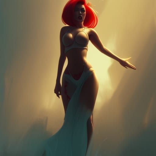 Miley Cyrus and Jessica Rabbit Fusion in Dark Fantasy Art