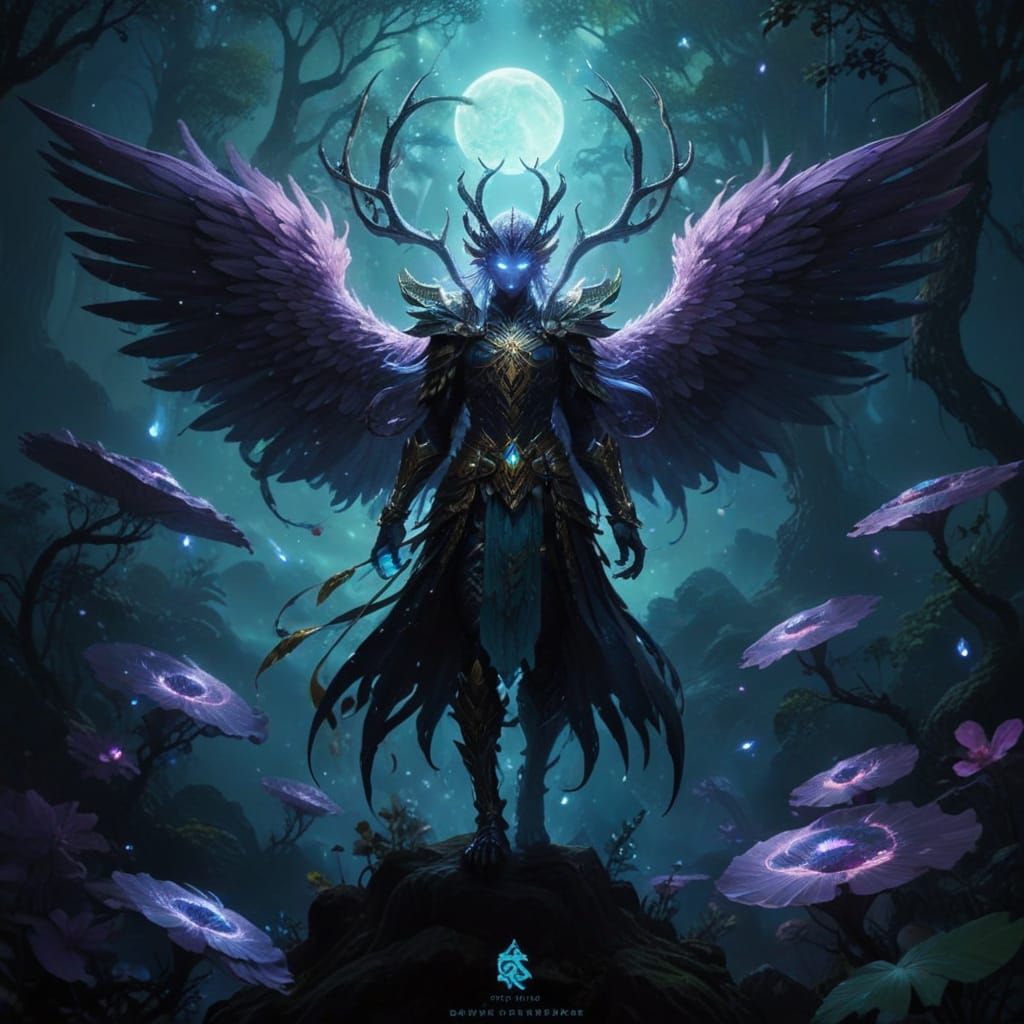 Majestic, Golden-Eyed Fantasy Hybrid with Elegant, Ancient A...