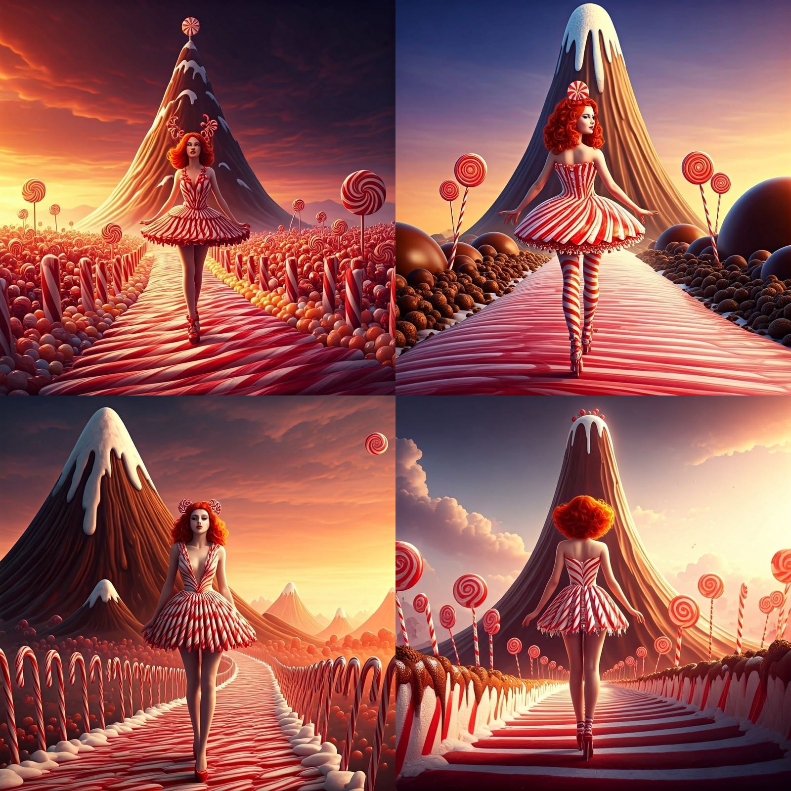 Candy Cane Girl on Chocolate Mountain Path