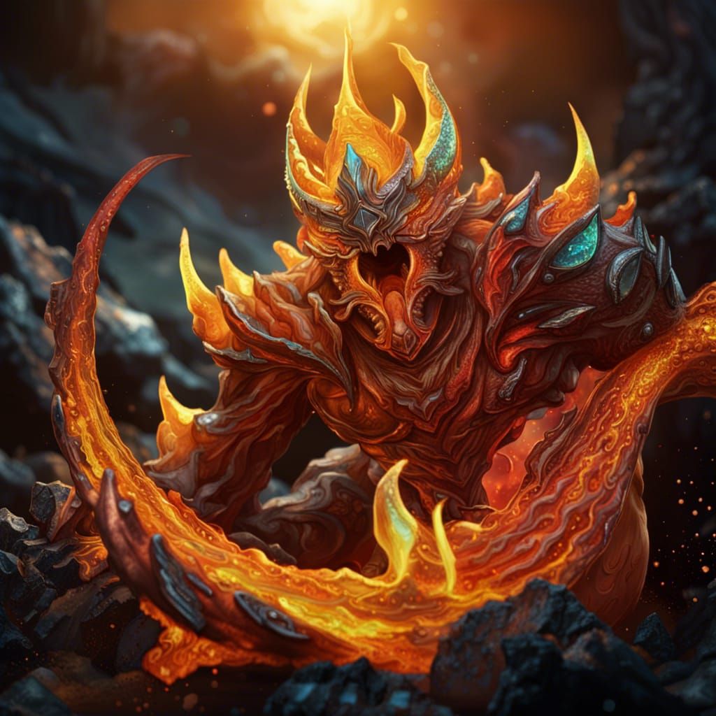 Hyperrealistic Lava Elf Concept Art