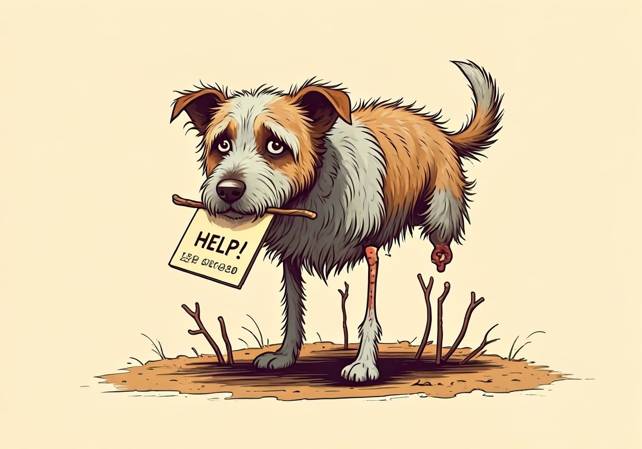 Sad One-Legged Dog Asks for Help