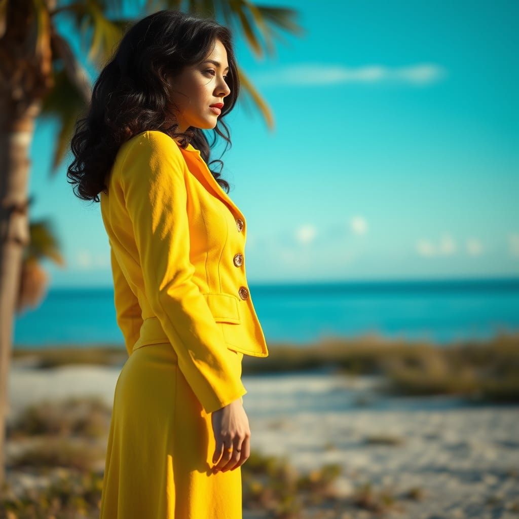 Elegant Woman in Retro Chic Chanel Ensemble