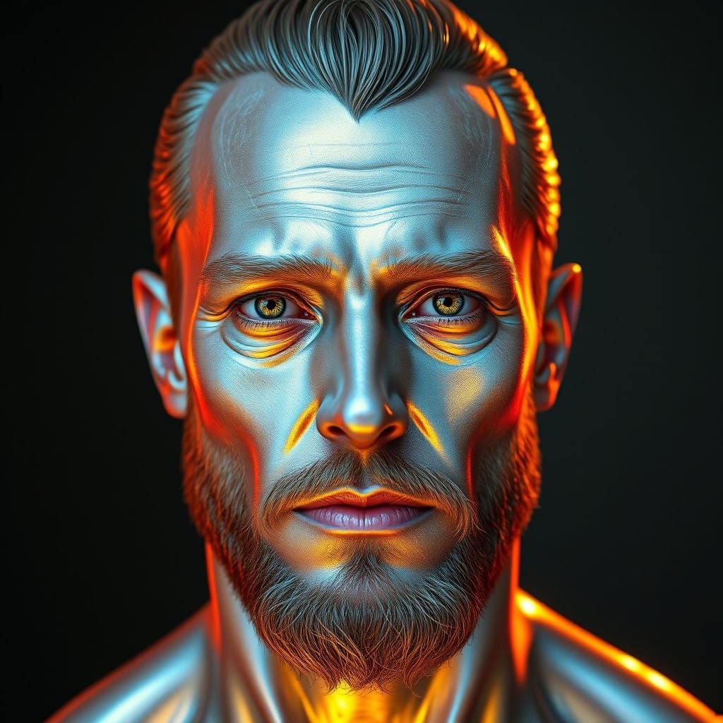 Hyper-Realistic Crystal Portrait of a Majestic Man