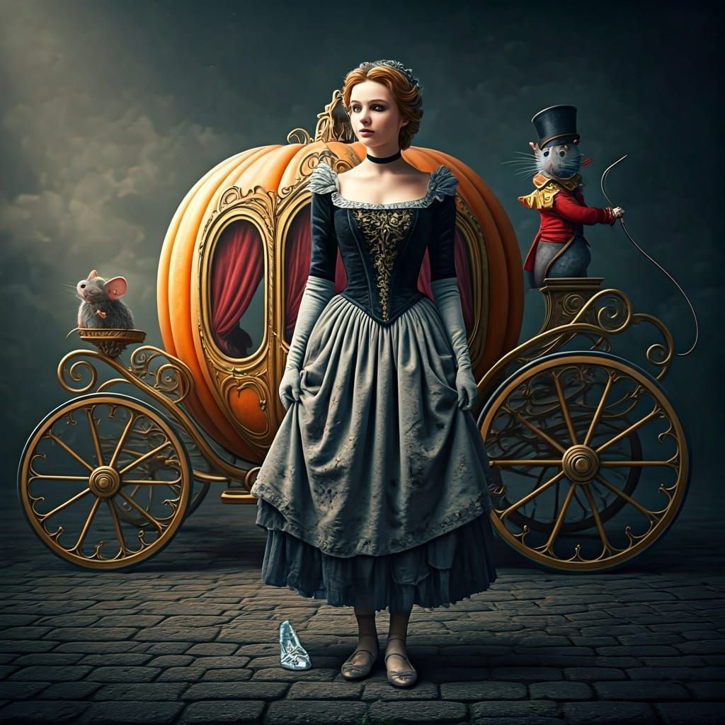 Cinderella's Midnight Ride: 3D Double Exposure Art