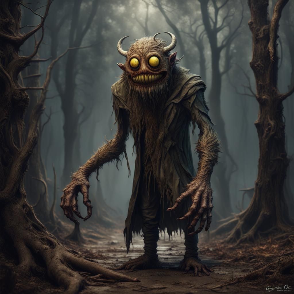 Masked Forest Monster in Detailed Horror Art