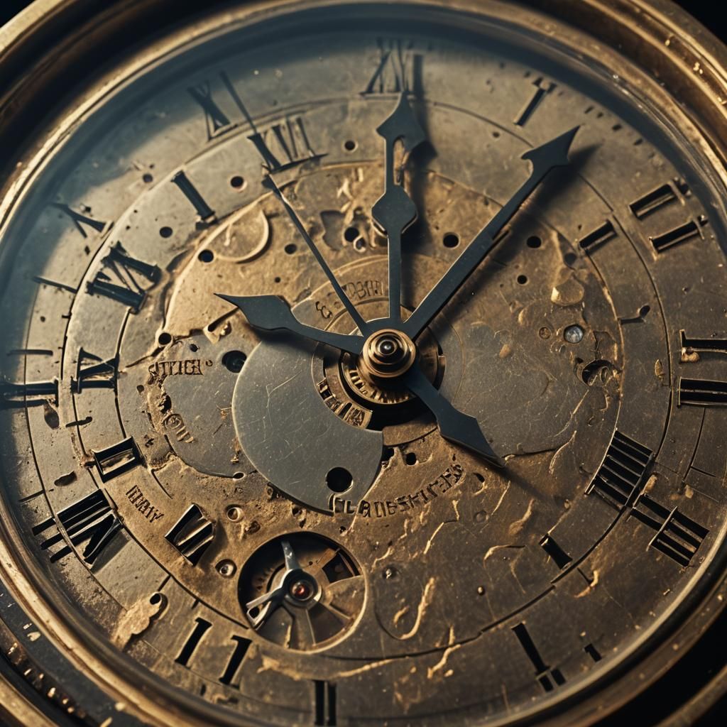 Moody Clock with Slow-Passing Time in Cinematic Style