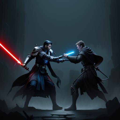 Epic Jedi vs Sith Lightsaber Duel in Dark Temple