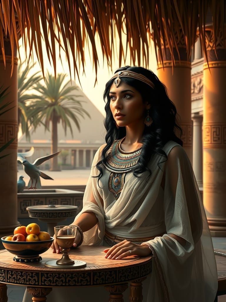 Cleopatra in Golden Hour, Hyperrealistic Portrait in Egyptia...