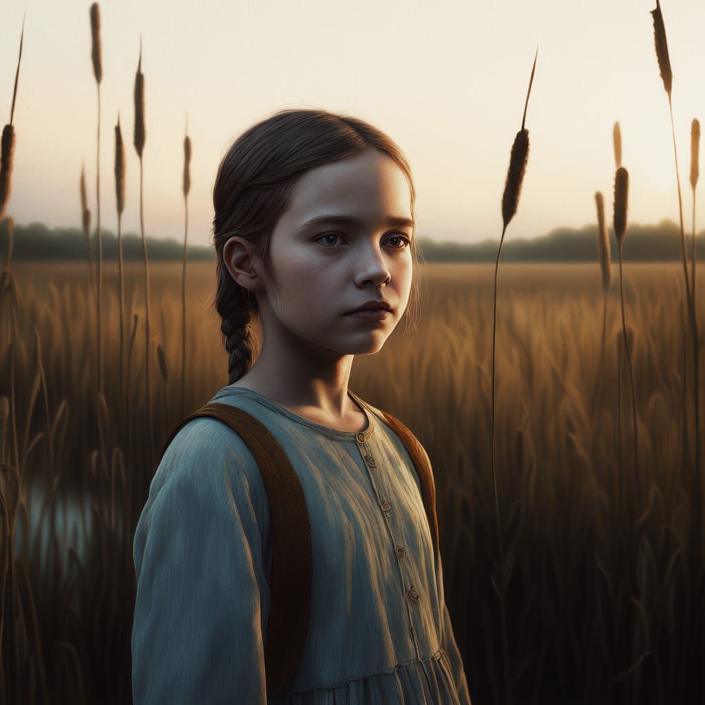 Southern Gothic Girl in Marsh Oil Painting