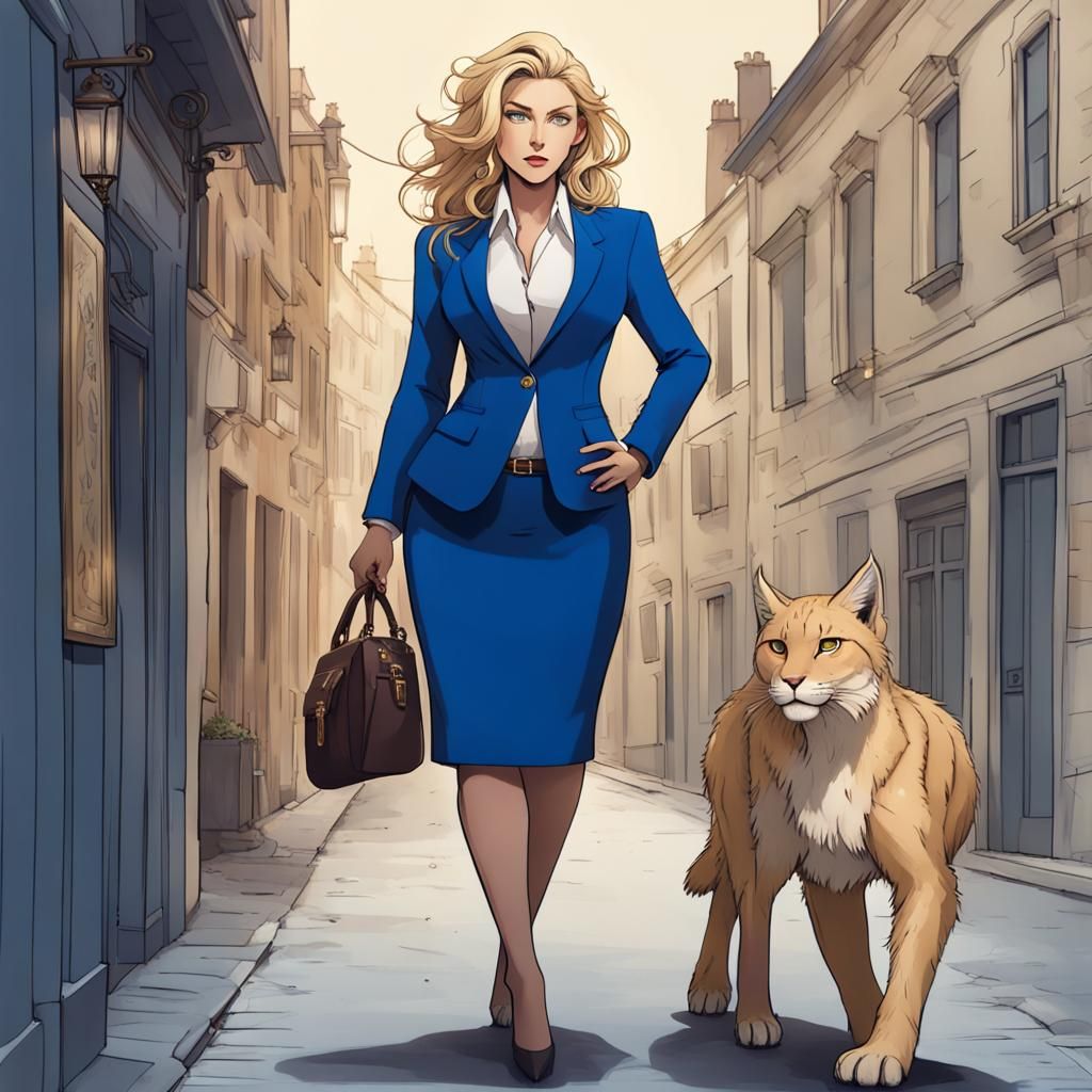 Elegant Lynx Humanoid in Business Suit