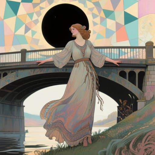 Bohemian Woman and Black Hole Sun in Doré Style