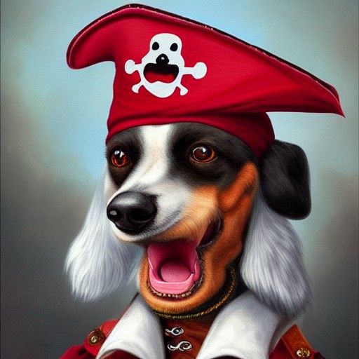 Pirate Dog Portrait in Hyperrealistic Style
