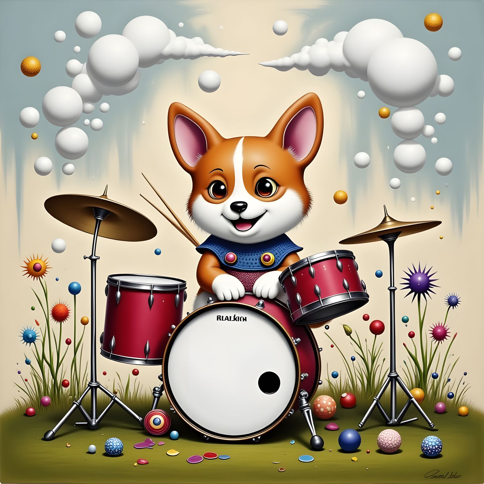 Brush Drum Dog with Unexpected Colors