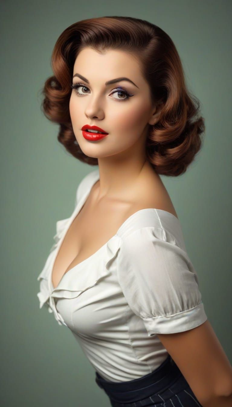 Vintage Glamour Pinup Girl in a Classic Retro Style