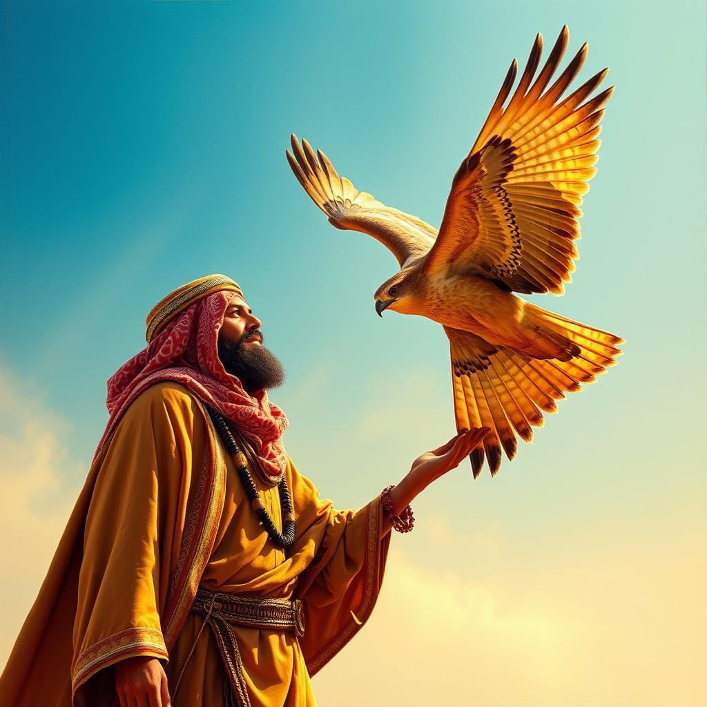Bedouin Falconer Releases Majestic Bird into the Sky in a Se...