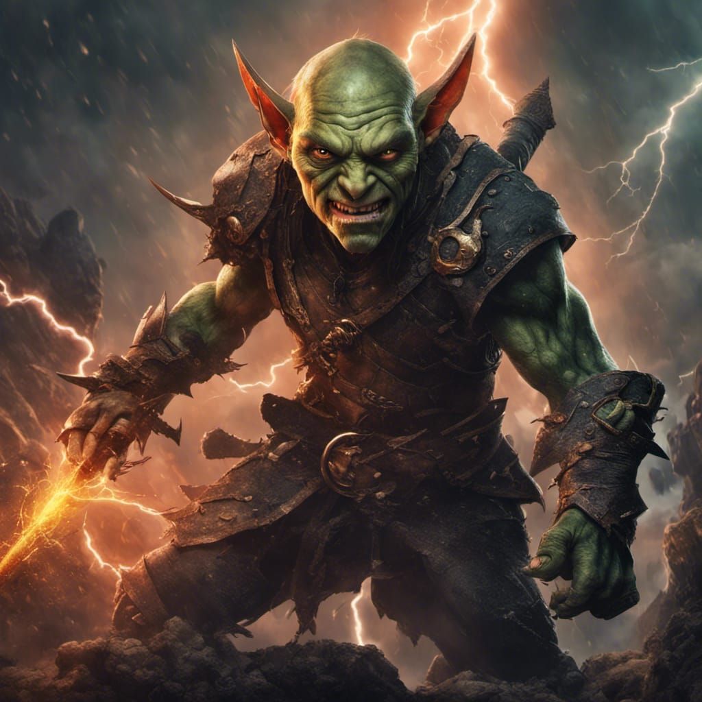 Ferocious Goblin with Scimitar in Fantasy Art Style