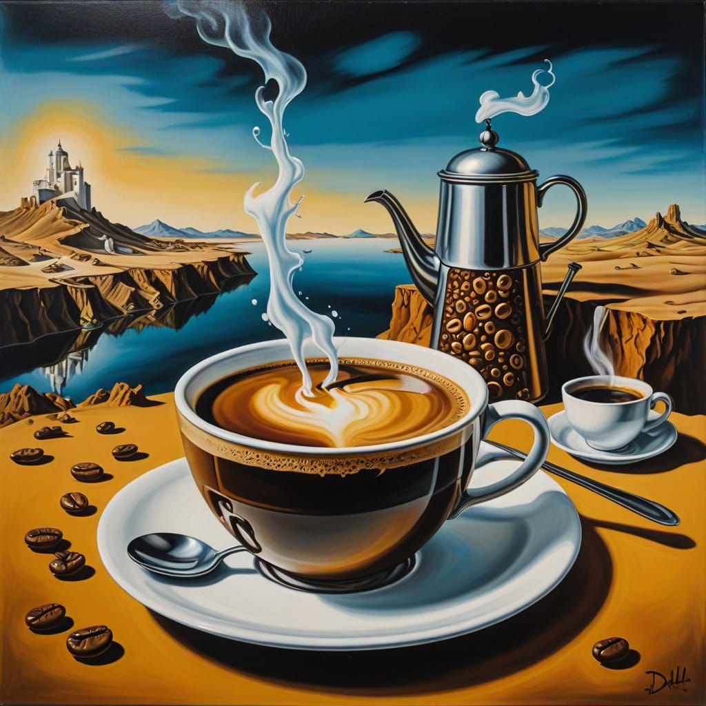Surreal Coffee and Ibuprofen Melting, Dali Style