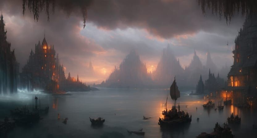 Pirate Ships and Wildflowers in Dramatic Lighting