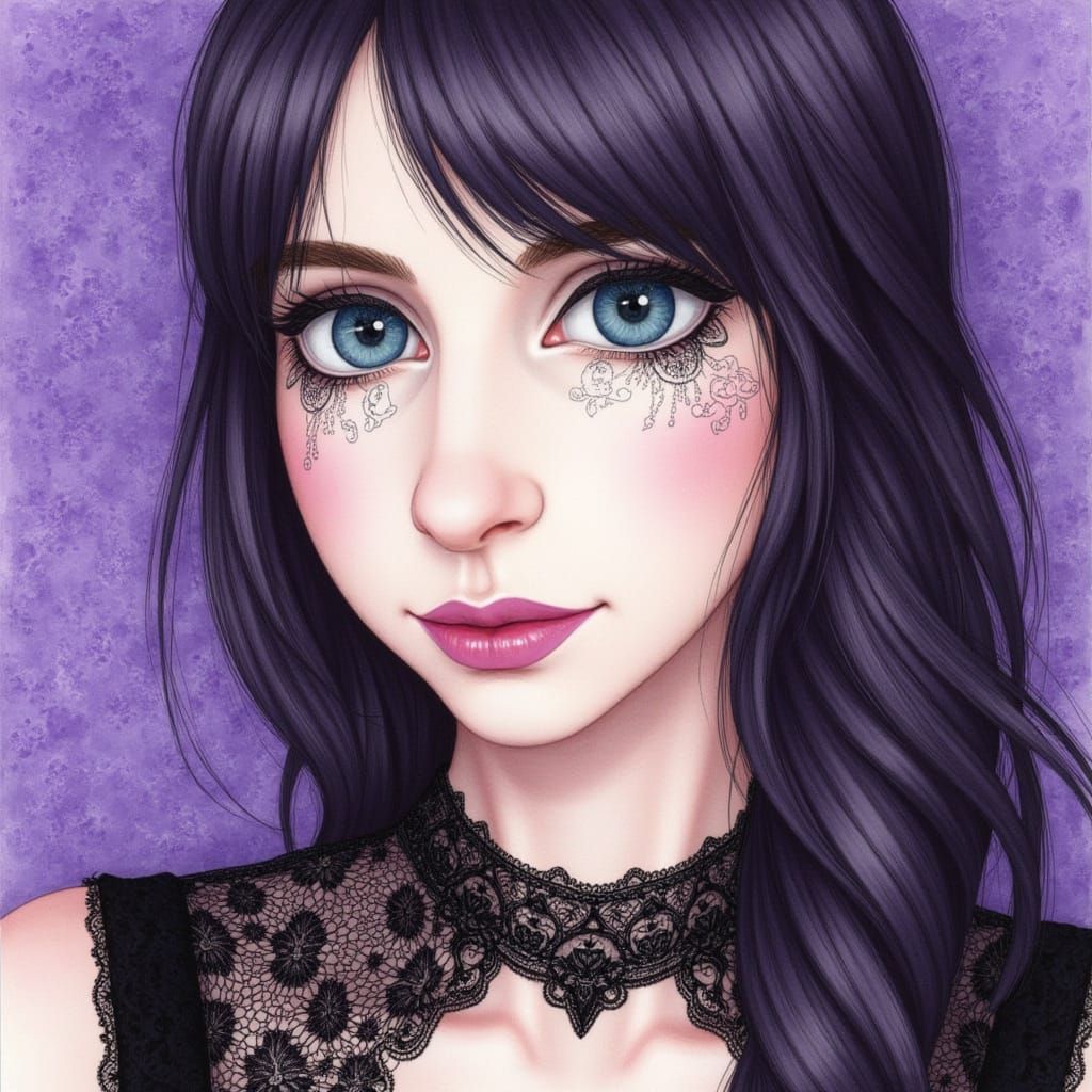 Mystical Watercolor Portrait of a Woman with Magical Runes