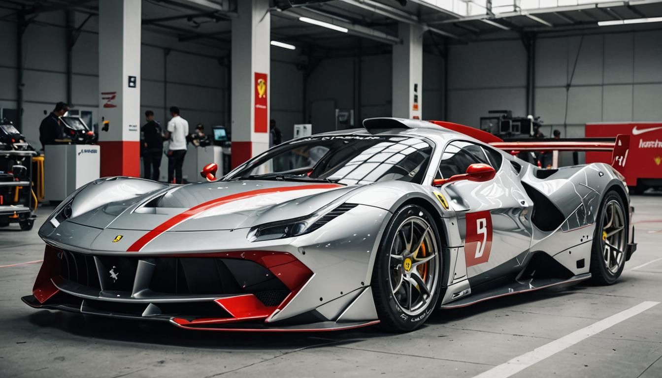 Futuristic Ferrari Race Car Assembled by Robots