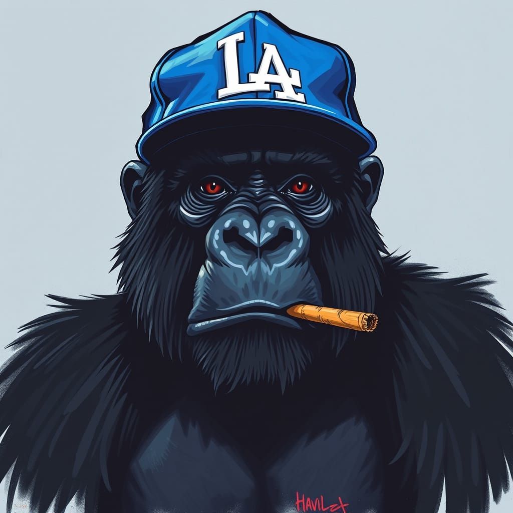 Gorilla with Cigar, Neo-Expressionist Style