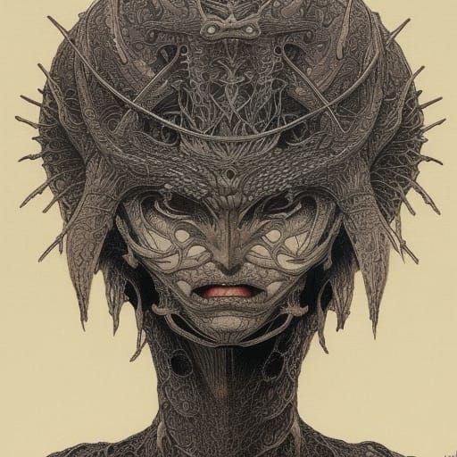 Gravity Imprisoned Alien Woman in Dystopian Oil Painting