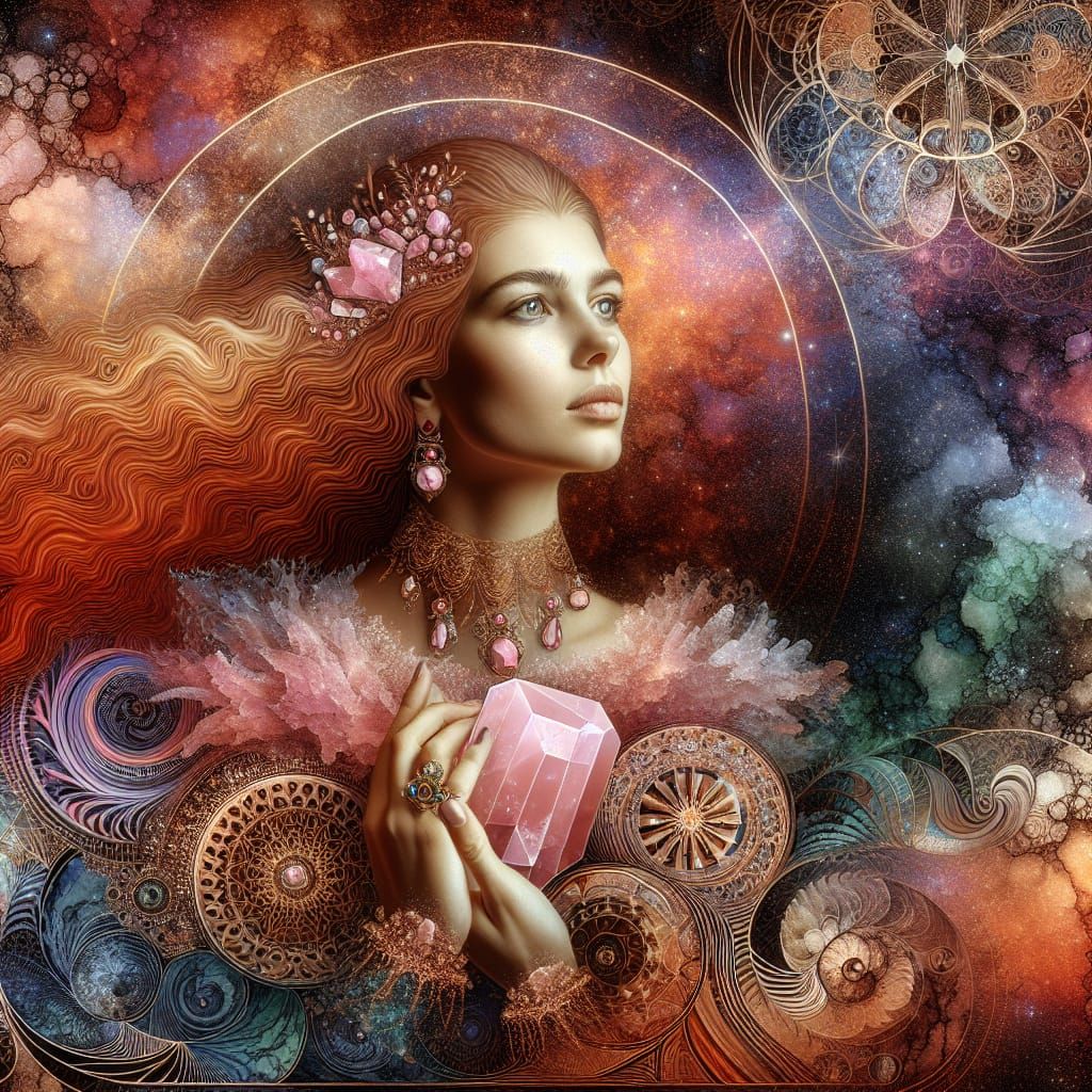 Auburn Haired Woman in Encaustic 3D Painting