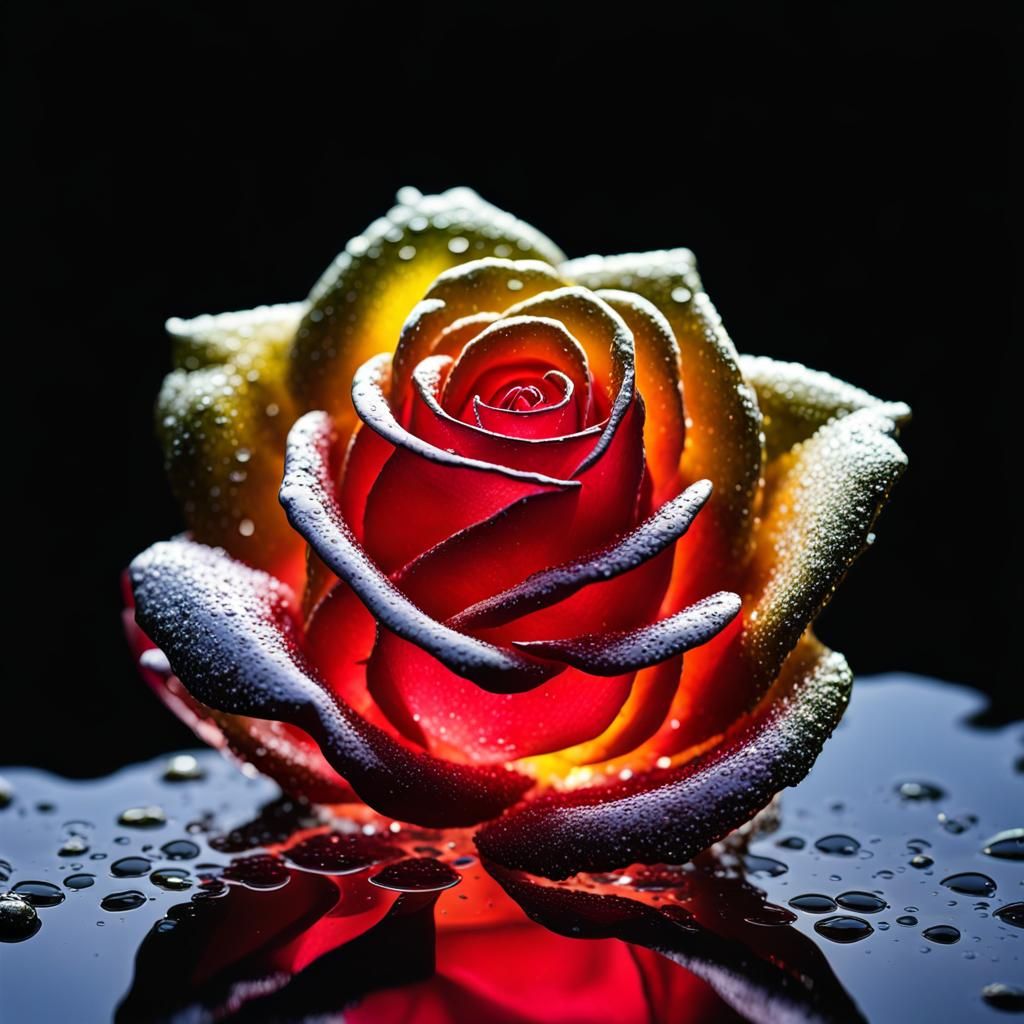 Glass Rose with Sci-Fi Details on Black