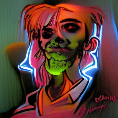Neon Zombie Portrait in Pop Art Style