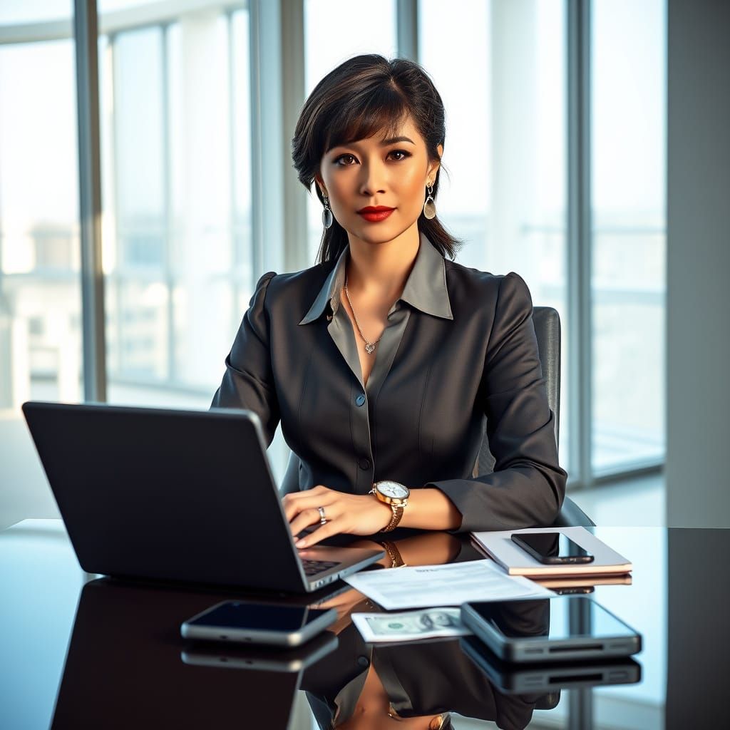 Elegant Executive Woman in Modern Luxury Office