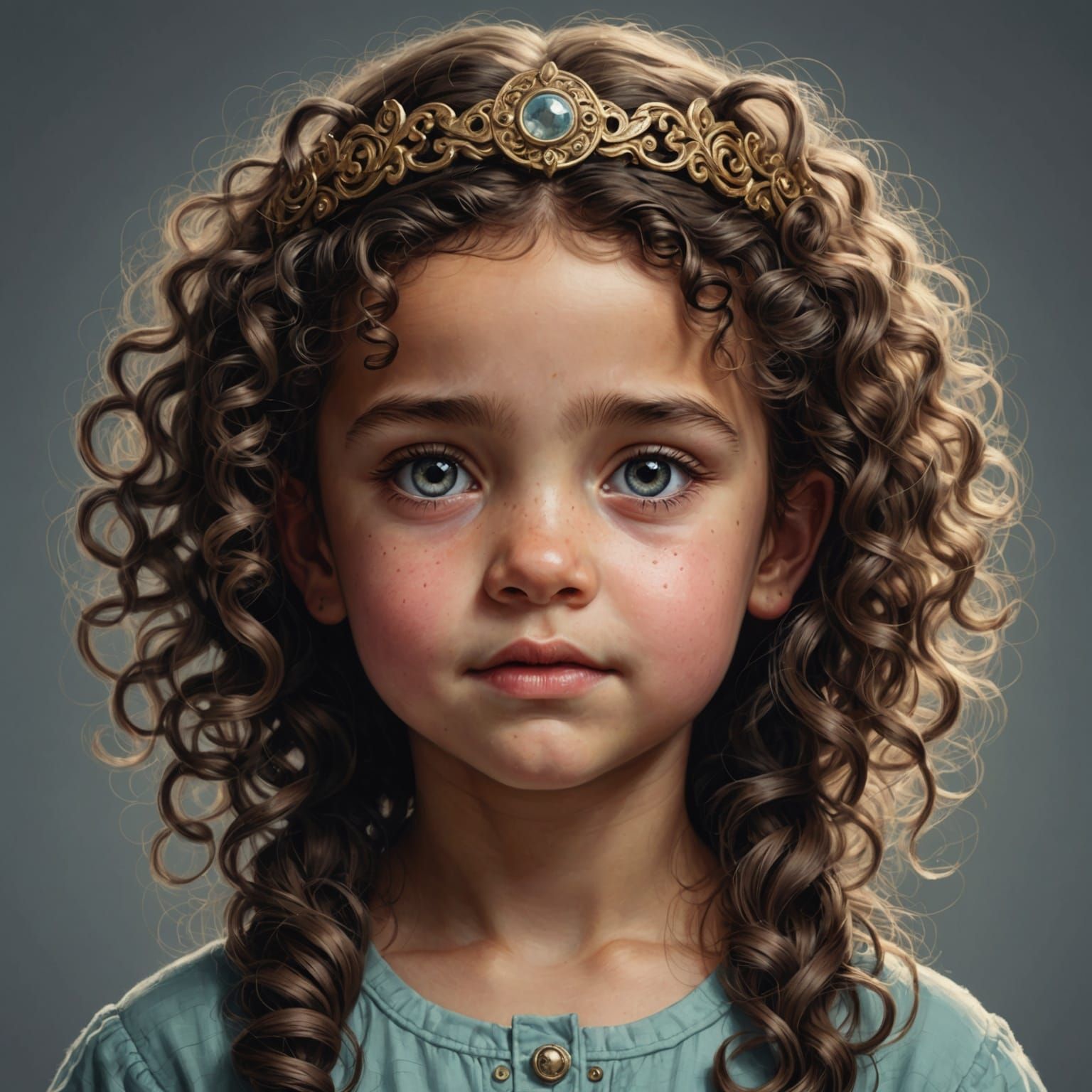 Detailed Portrait of a Girl with Crooked Halo