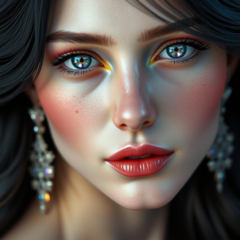 Glass-Faced Princess Portrait in Hyper-Realistic Style
