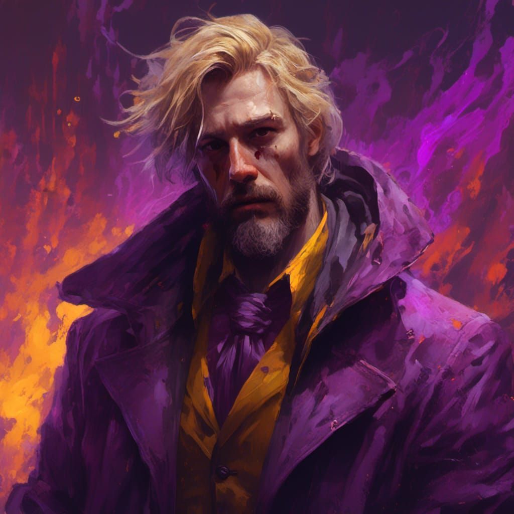Man in Purple Suit with Magic, by Rutkowski