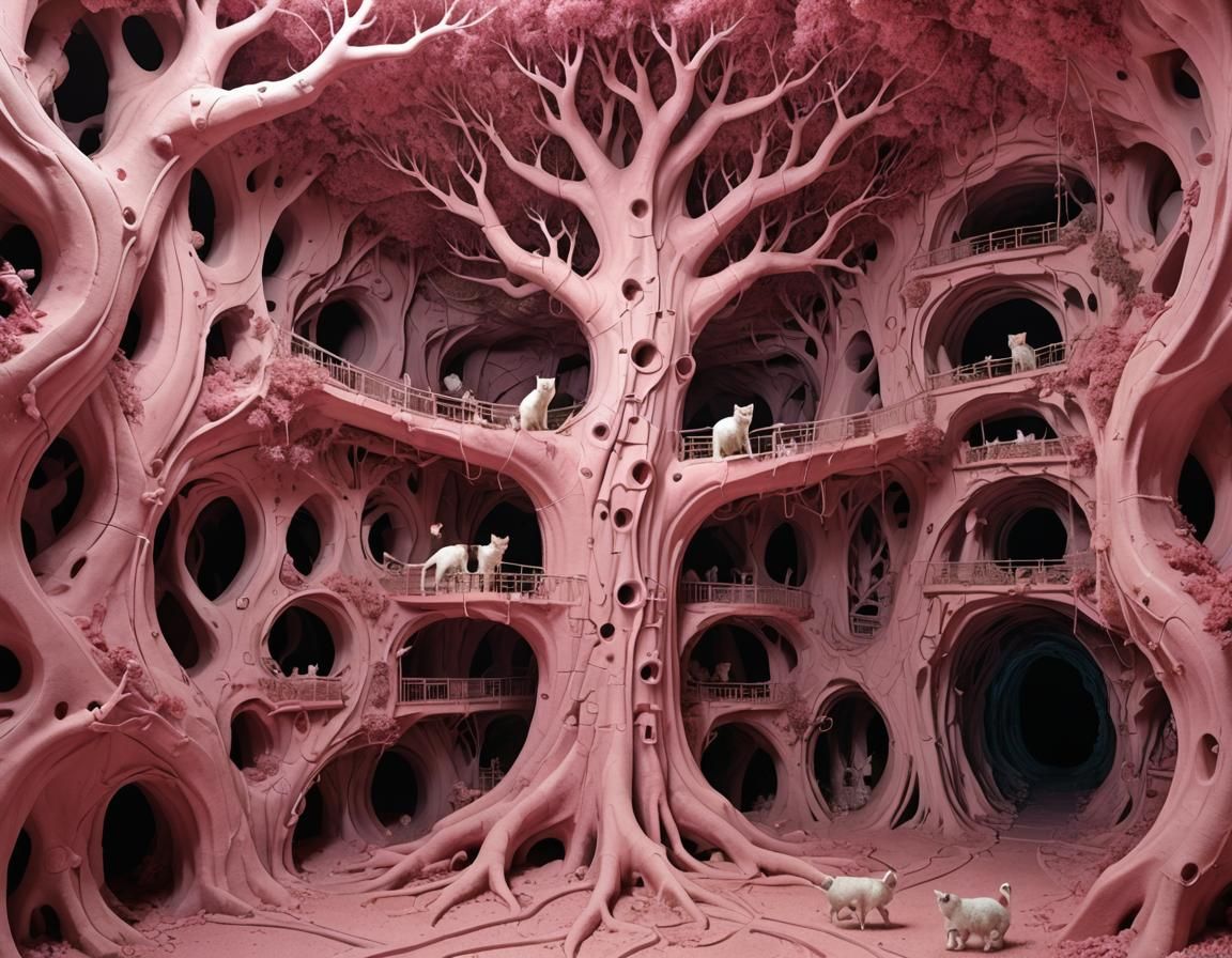 Pink Kitten in Fantasy Cave Maze