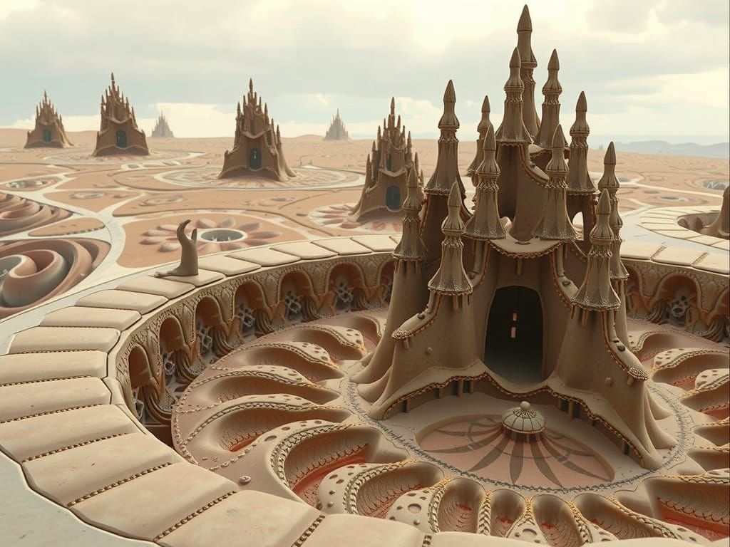Mythical Clay Realms Rise from Escher-Like Hands