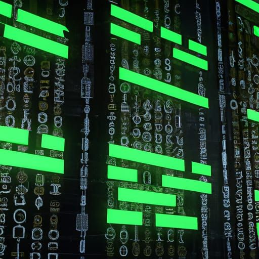 Robots and Binary Code in Matrix Tron Style